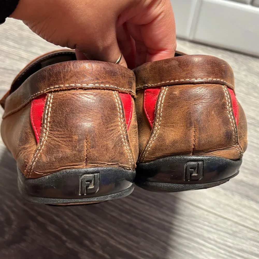 FootJoy Mens 12M Brown Leather Moc Toe Driving Loafer Golf Shoes 79011